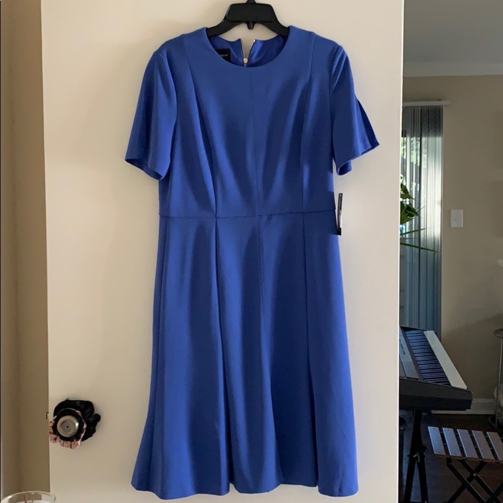 Blue classy short sleeve dress